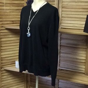His or Hers Black Cotton/Cashmere Black Sweater Medium